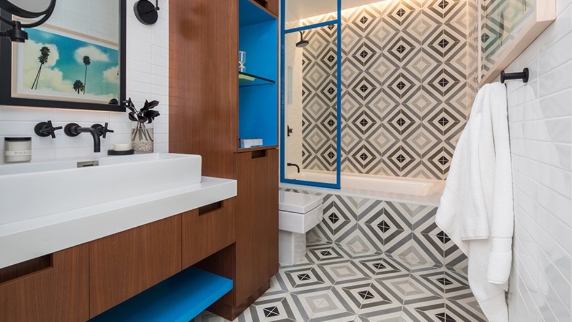 Master suite bathroom with Geberit in-wall system by Kim Holt, Kim Hayden Holt Studio, San Clemente, CA