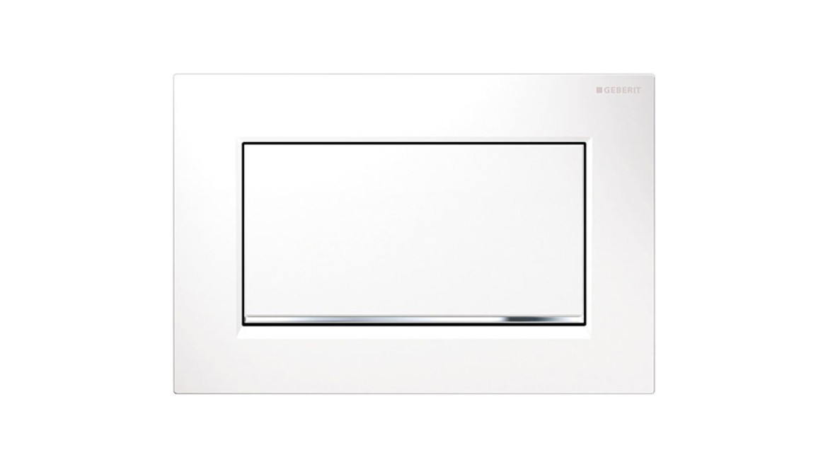 Sigma10 Square flush plate in white with polished chrome accent