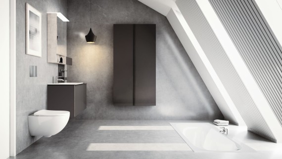 Geberit bathroom in a room with roof pitch