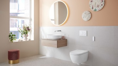 Bathroom with wall-hung bidet toilet