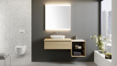 Urban bathroom with wall-hung fixtures