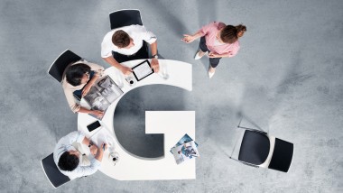 Employees on a job interview on a table