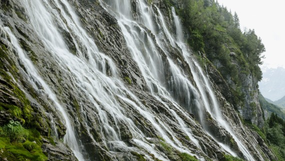 Swiss waterfall in full flow
