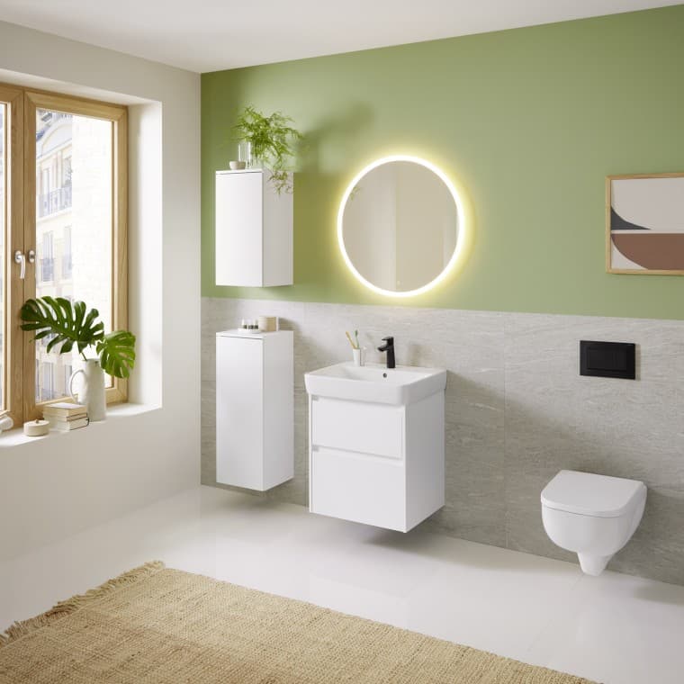 Bathroom with products from the Geberit bathroom series Bathroom with products from the Geberit bathroom series